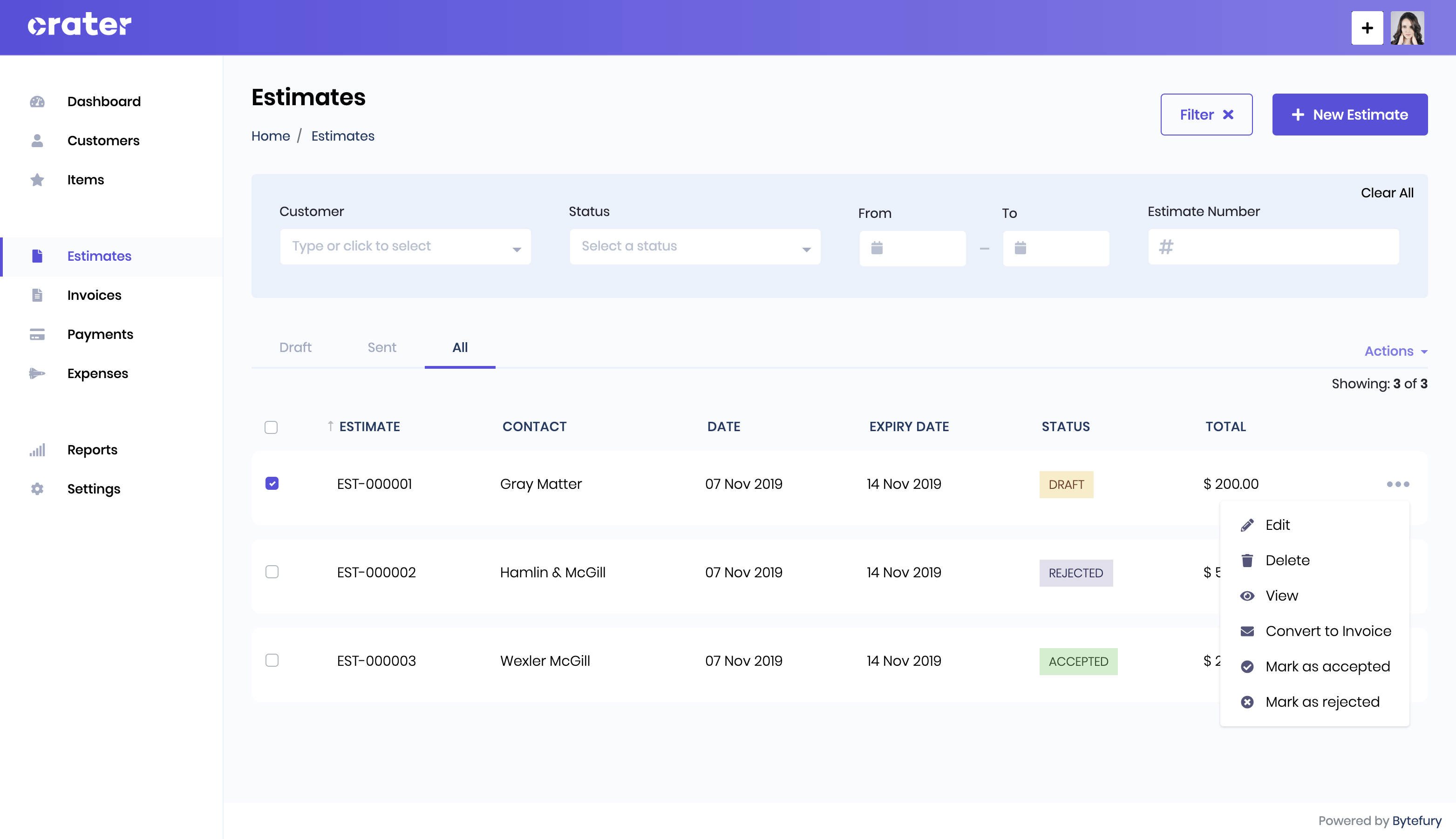 Estimates Page